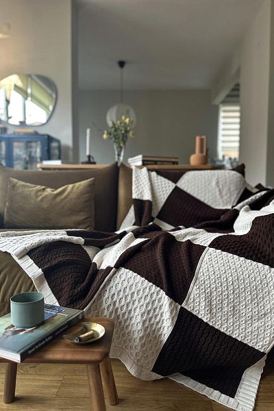 CHUBA Patchwork Tv Blanket - 130Cmx170Cm, Brown-Beige, Chome102