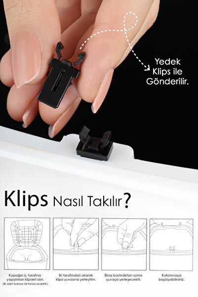 Meleni Home 8Lt Ahşap Görünümlü Çöp Kovası - Akıllı Kapak Tutma Saplı Kovalı Tezgah Üstü Mutfak Çöp Kovası Beyaz