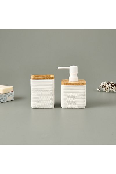 Evidea Bath Madera Set of 2 Bathroom Liquid Soap Dispensers - White
