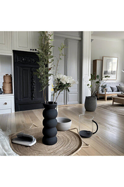 SEVMİNE Vază de 20 cm, simplă, neagră, elegantă, în stil boem, în stil scandinav