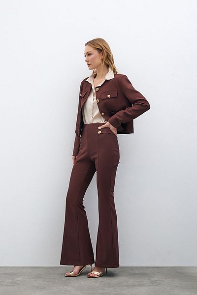 Sateen Pantaloni evazați - maro