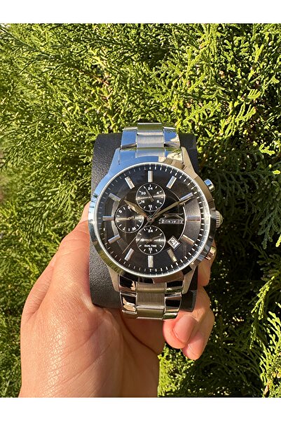 Slazenger 5 ATM Su Geçirmez A-rmani Kasa Gümüş Kordonlu,Siyah Kadranlı,Çelik ...