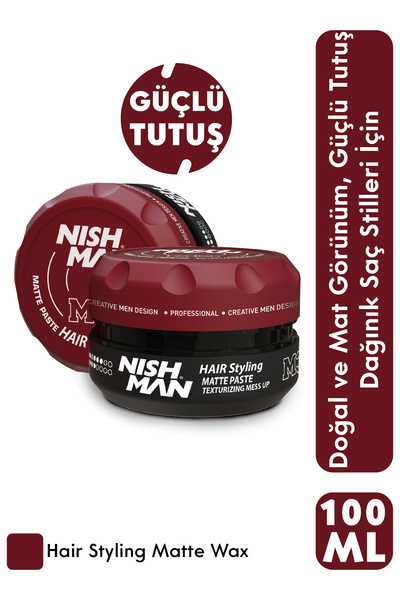 NISHMAN Mess Up Mat Şekillendirici Wax M3 100ml Mat Görünüm Orta Tutuş Oynanabilir Yapı