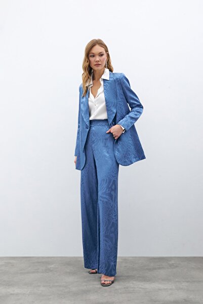 Sateen Атласні штани з візерунком - індиго