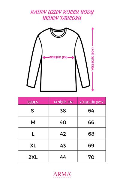 Arma Yıldız 2 Pcs Women's White T-Shirt Crew Neck Long Sleeve Undershirt Badi 100% Cotton Rib