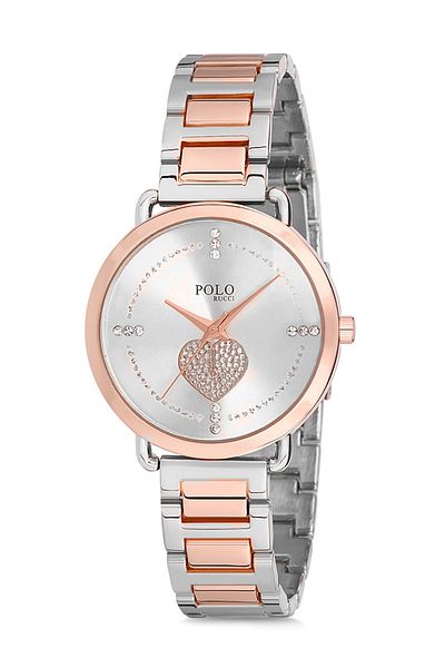 POLO Rucci ساعة يد نسائية معدنية نحاس فضي اللون PL-1526B3x