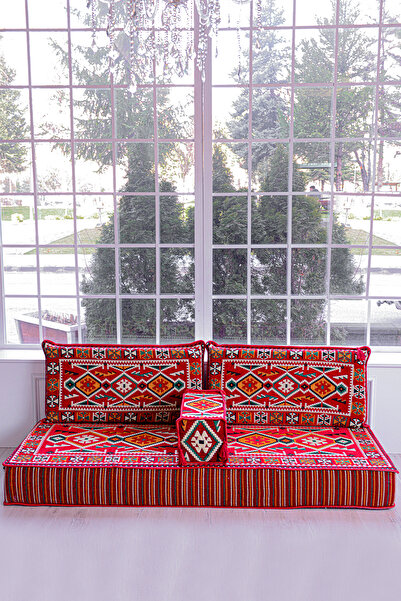 BAKIRÖZÜ HOME Şark Köşesi Takımı Konsepti Kırmızı Anadolu Modeli (20 CM MİNDE...