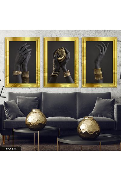 Evinemoda Brățară artistică Aur 3 bucăți pictură în oglindă din plexiglas