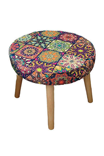 ustaagac Puf Koltuk Tabure // UA-PUF-007 Digital Karma Desen Ekonomik  // Ahş...