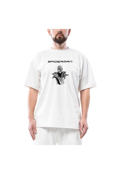 Z zepplin Spiderman Amazing Sketched Oversize Λευκό T-Shirt