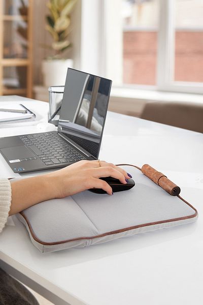 HAMUR Mousepad Suport pentru încheietura mâinii Pad/Pernă Suport pentru tabletă Suport pentru telefon Pânză lavabilă Detaliu din piele Gri