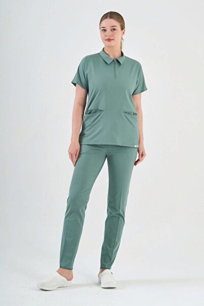 Owlet Medikal Lycra Mint Green Polo Neck Suit