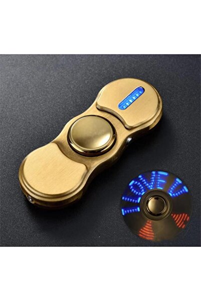 Anka Stres Çarklı Işıklı Usb Şarjlı Tesla Çakmak Altın Sarısı