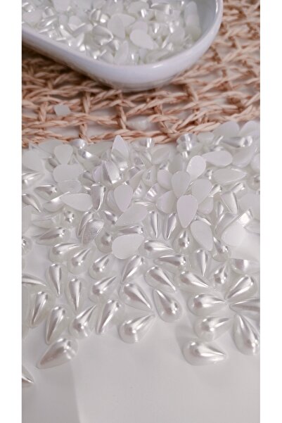 NMSONE 50 قطعة من الخرز الأبيض نصف قطرة - نصف لؤلؤة 13 ملم