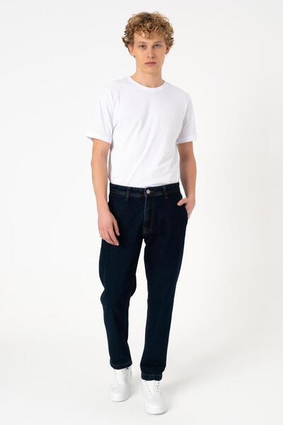 BLAYF بنطلون جينز نابولي ماربل بجيب جانبي مريح وأرجل حديثة مصنوع من القطن بنس...