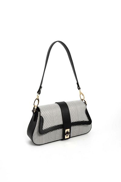 Silver Polo Silver & Polo Black White - Black SP1177 Geantă de umăr pentru femei