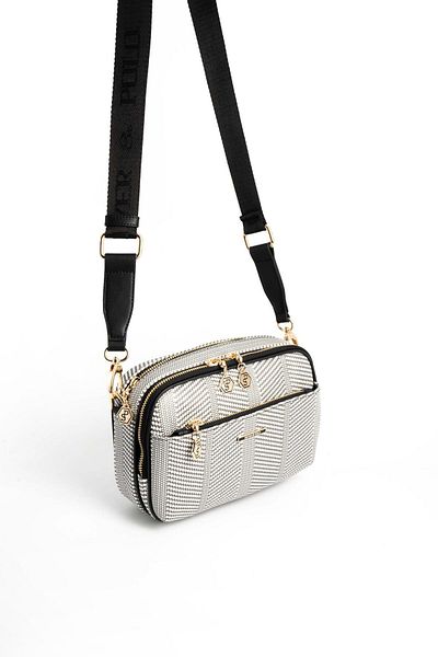 Silver Polo Silver & Polo Black White - Black Sp1162 Geantă Crossbody pentru femei