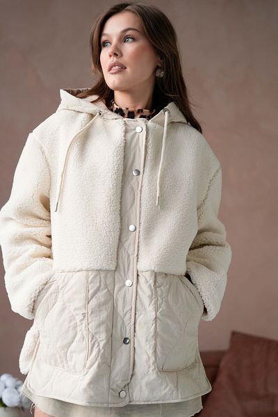 VOLT CLOTHİNG Gefütterter, gesteppter, detaillierter Plüschmantel für Damen