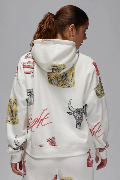 Nike Κρέμα Jordan Brooklyn Fleece Γυναικεία Φαρδιά Μέγεθος Φούτερ με κουκούλα