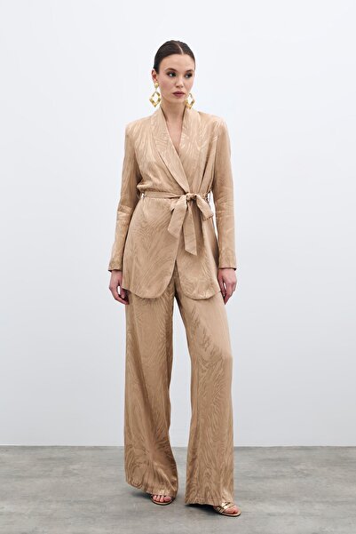 Sateen Довгий піджак з поясом - Візон