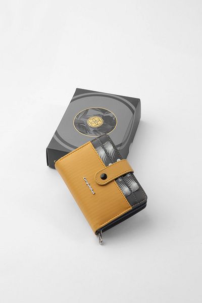 CENGİZ PAKEL Cengiz Pakel Women's Mini Size Wallet with Snap Detail - 65315m - Mustard/Grey
