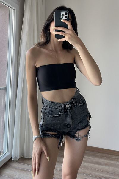 CİDDE Strapless Women's Crop Bustier - Seamless Design