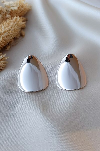 COSİTA Silver Shiny Minimal Casual Design Luxury Earrings