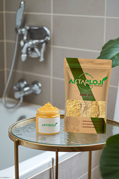 aktarloji عبوة من قطعتين من الطين الأصفر المسحوق بوزن 700 جرام - قناع طبيعي ل...