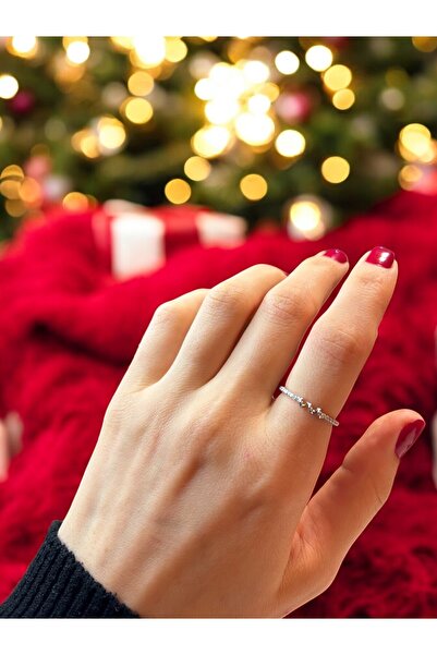 Zirkon Taşlı Minimal Silver Kıvrım Yüzük