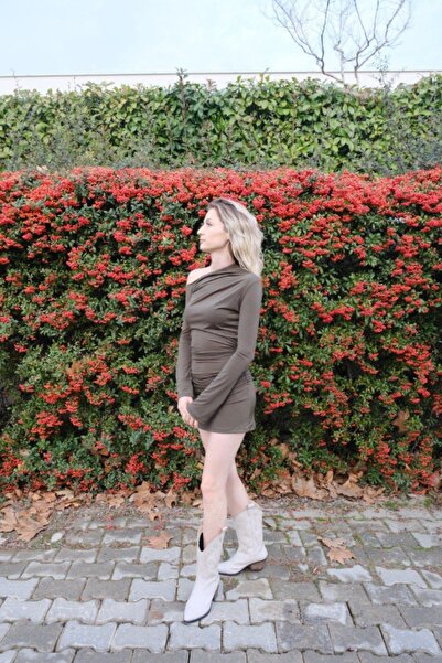 Stile Bella Kadın Tek Omzu Açık Büzgülü Sandy Elbise