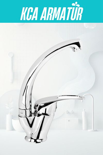 ELMİNA ARMATUR Mix Swan Kitchen Sink Faucet Fountain Open Close