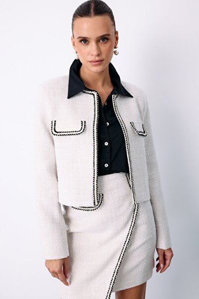 Sateen Велосипедний комір, короткий піджак - Камінь