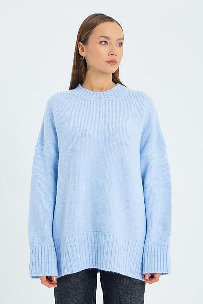 Mixray 6925 Baby Blue - Pulover din tricot moale cu maneci late
