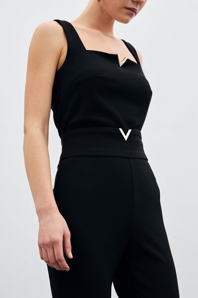 Sateen Black Trousers - Waist Accessories