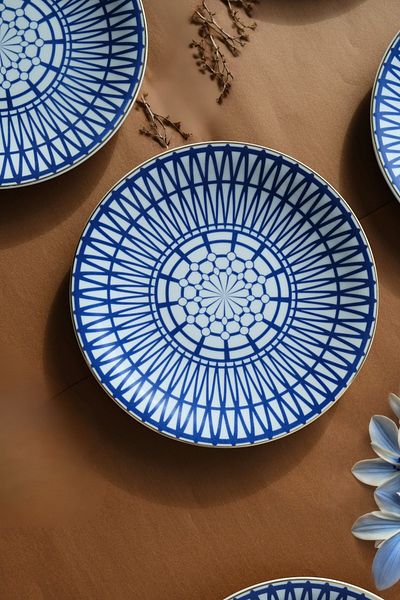Kütahya Porselen Cool Gold Gold Gilt Cake Plate 20cm 6 Pieces for 6
