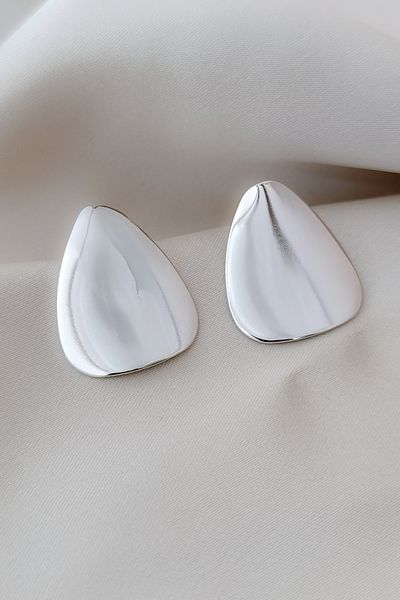 COSİTA Silver Shiny Minimal Casual Design Luxury Earrings