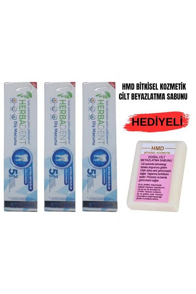 Herbadent X 3 Toothpaste - Plant Extract, Fluoride Free, Whitening Soap Gift