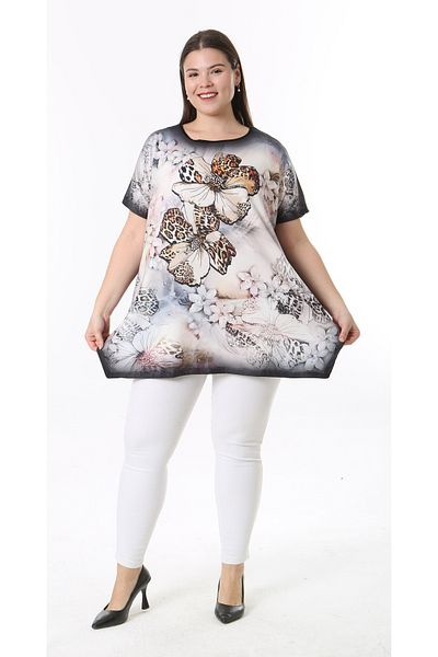 XL Modam Women's Digital Printed Short Sleeve Large Size Tunic