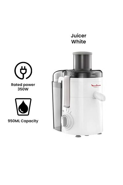 Moulinex "عصارة مولينكس فروتيليا 350 وات، 950 مل، بلاستيك/فولاذ مقاوم للصدأ، ضمان لمدة عامين، JU370127"