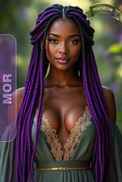 KONAK PERUK Afrika Örgüsü Rasta Ve Box Braid için Sentetik Saç - Mor