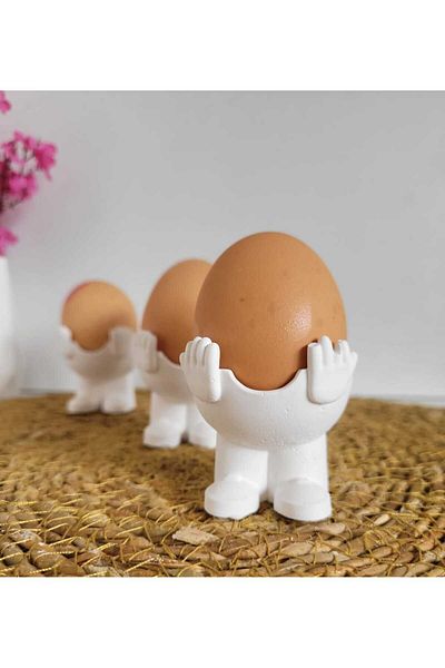 KARRA 4-Piece White Figured Concrete Egg Holder