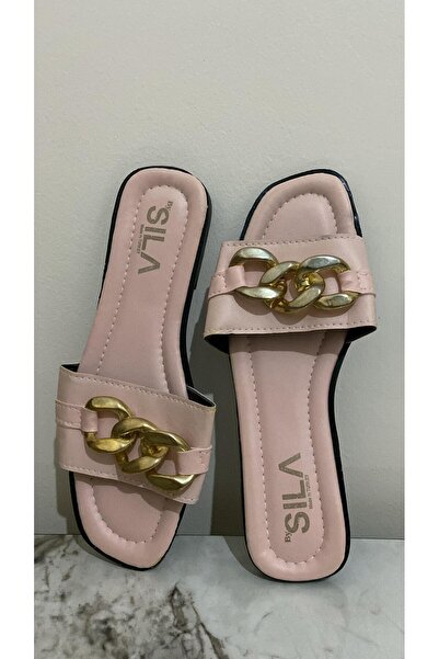 Yusra Papuci de damă cu detaliu lanț din puf