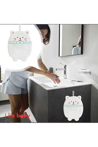 i lin baby Cute Cartoon Cat Kitchen Towel Hand Drying Towel Towel Cleaning Drying Cloth Hand Towel