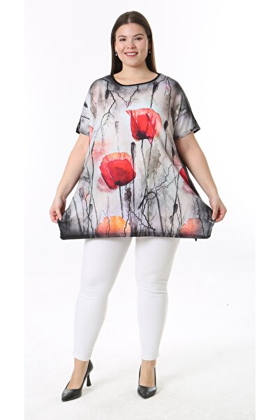 XL Modam Women's Digital Printed Short Sleeve Large Size Tunic