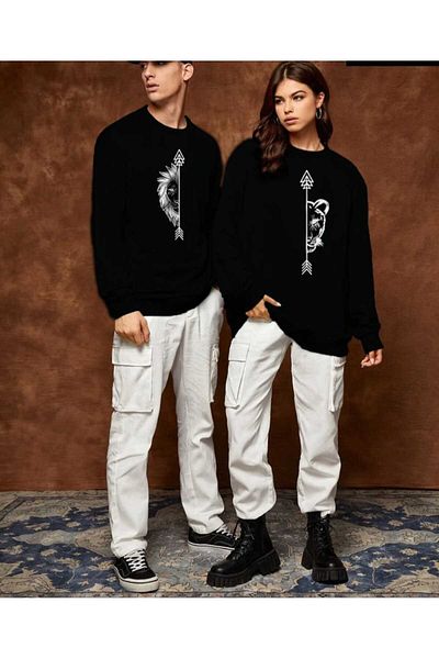 FULL TOLERANCE Lion Tiger Design - Lover Couple Combines, Crew Neck 2-Piece Product Set