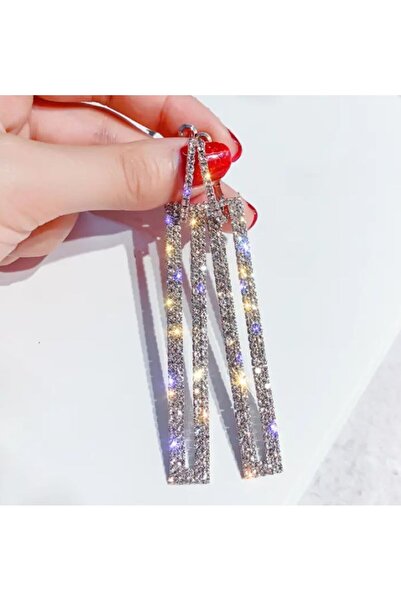 Dgt Luxury Rhinestone Gems, Rectangular Earrings, Ear Pin Stainless Steel