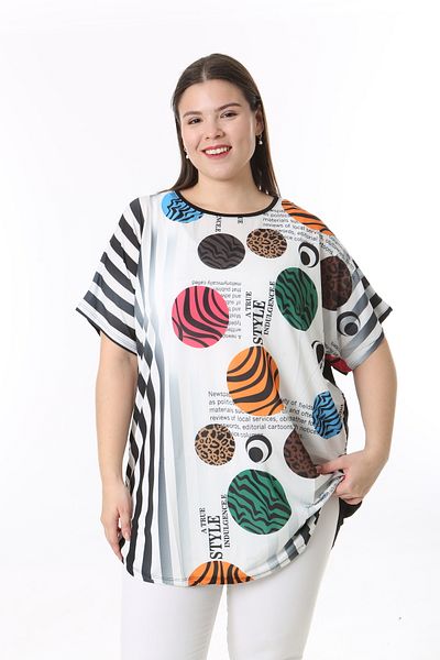 XL Modam Women's Digital Printed Short Sleeve Large Size Tunic