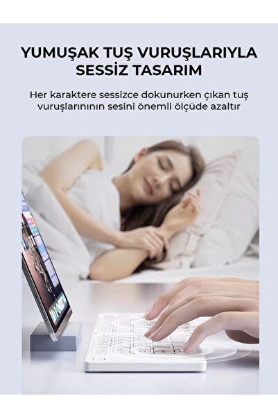 ERDİNEKS Ultra ince Katlanabilir Şarj Edilebilir Android/iOS/Windows Uyumlu Kablosuz Bluetoothlu Klavye
