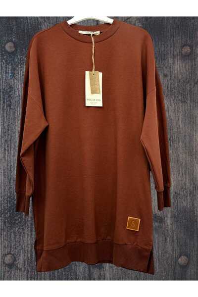 Soul Γυναικείο λαιμόκοψη 2 κλωστών απλό απλό Araboy Nisaca καφέ τουνίκ 3064400