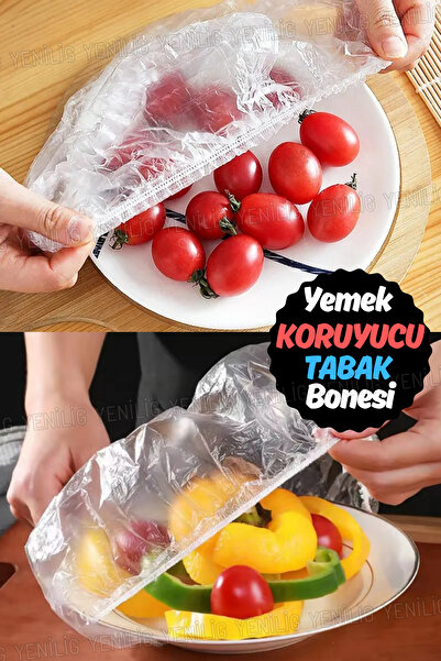 Yenilig Yiyecek Tazeliğini Koruyan Tabak Bonesi Seti – 100 Adet Lastikli ve Sağlam 22 cm Örtü